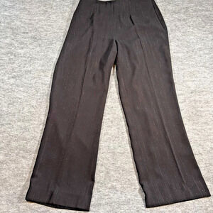 Solini Dress Pants Womens 10 Black Silver Pinstripe Crepe Lined USA 1980s 1990s